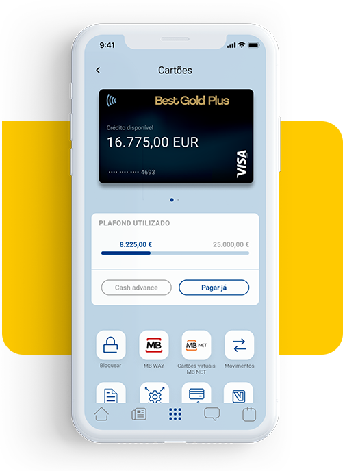 Faça a gestão dos seus cartões, pagamentos imediatos, MB Way  com a App Best Bank 