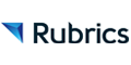 Rubrics logo with blue triangle located to the left of the lettering